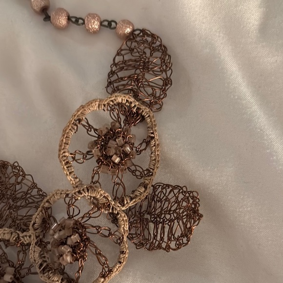 Elegant Handmade Brown Floral Necklace - Picture 6 of 6